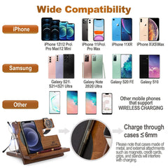 Wood Phone Docking Station Ash Key Holder Wallet Stand Watch Organizer