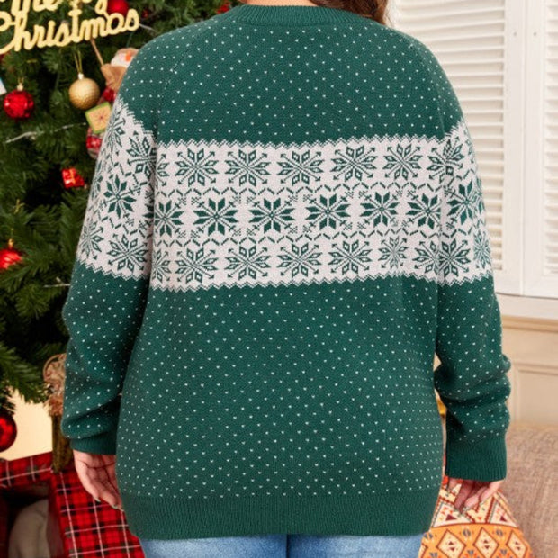 Snowflake Pattern Green Sweater