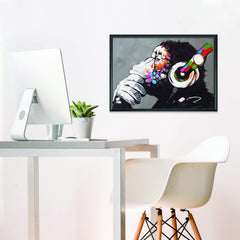 Banksy Monkey Graffiti Wall Art Poster For Guys   Gamer Room Music