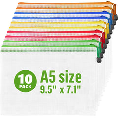 10 Pack Plastic Zipper Pouches A5 for School Office Supplies Cosmetics