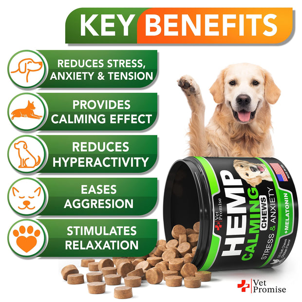 Masticables calmantes de cáñamo para perros con ansiedad y estrés
