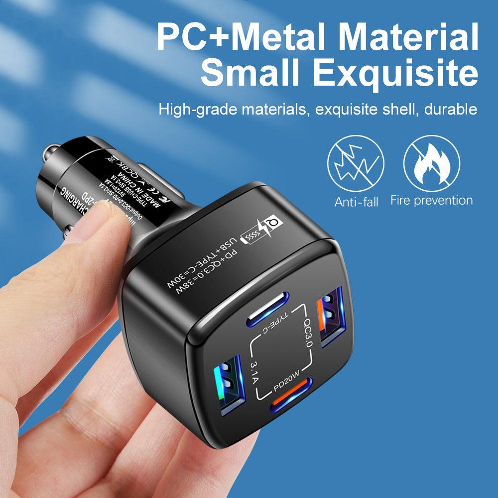 PBG 4-Port Car Charger: 2 PD & 2 USB - Fast, Universal Charging