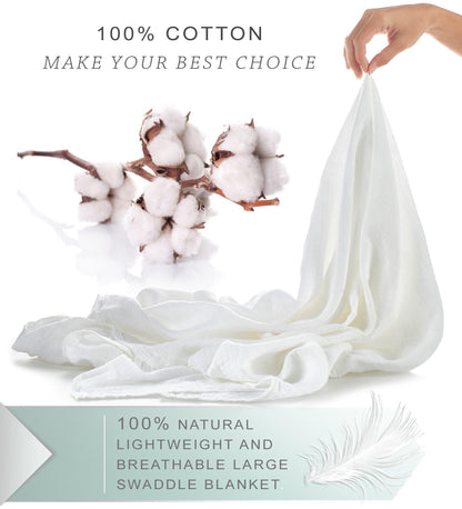 Organic Cotton Muslin Baby Swaddle – 100% White