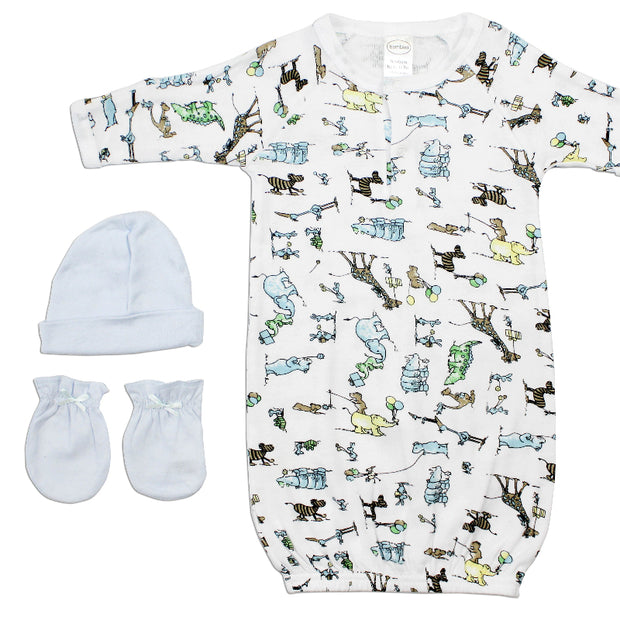 Bambini Baby White Animal Print Sleepsuit Set