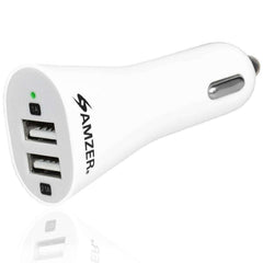 AMZER 2.1A/ 1A Dual USB 2 Port Handy Car Charger (White)