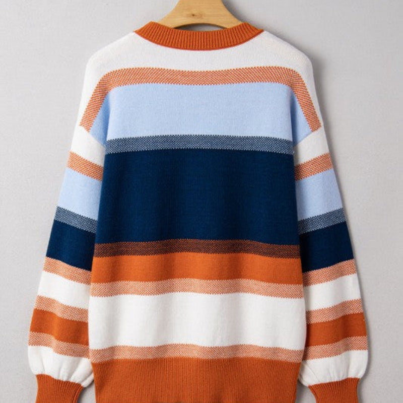 Color-Block Knit Crewneck Sweater