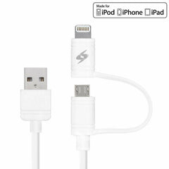 Amzer Apple MFi Certified 2-1 Sync & Charge Lightning cable with micro