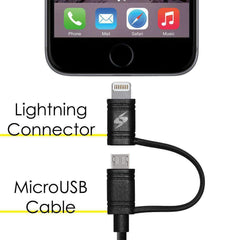 Amzer Apple MFi Certified 2-1 Sync & Charge Lightning cable with micro