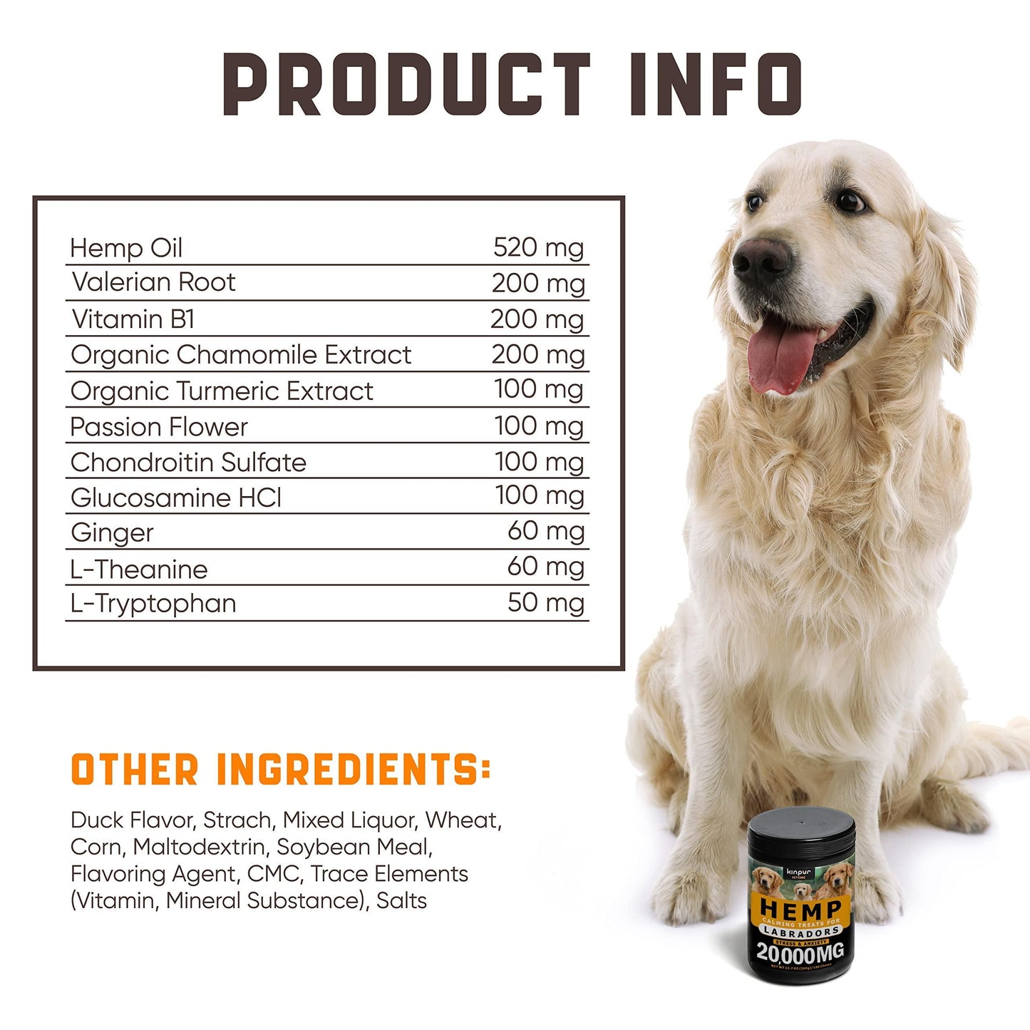 Calming Chews for Labrador Dogs with Valerian Root and Hemp Oil