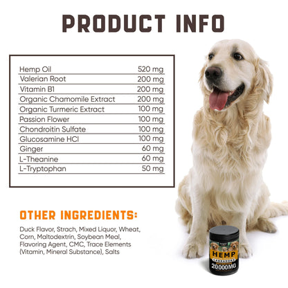 Calming Chews for Labrador Dogs with Valerian Root and Hemp Oil