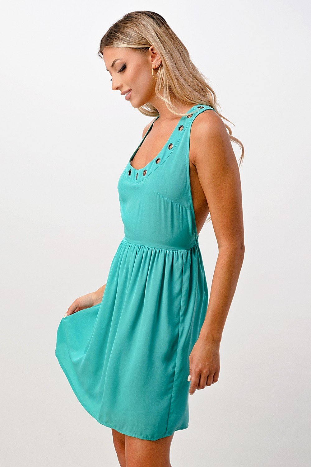Grommet Detail A-Line Dress