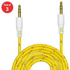 3.5mm Nylon Tangle-Free Auxiliary Audio Cord Cable - 3 ft. (pack of 3)