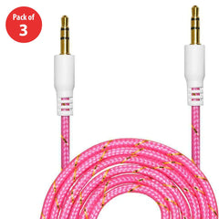 3.5mm Nylon Tangle-Free Auxiliary Audio Cord Cable - 3 ft. (pack of 3)