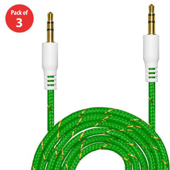 3.5mm Nylon Tangle-Free Auxiliary Audio Cord Cable - 3 ft. (pack of 3)