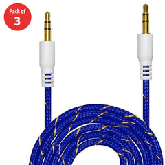 3.5mm Nylon Tangle-Free Auxiliary Audio Cord Cable - 3 ft. (pack of 3)