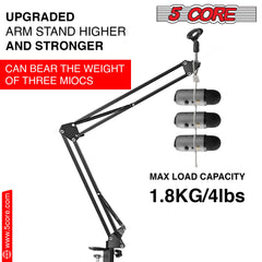 5Core Microphone Stand Suspension Desk Scissor Boom Arm w Shock Mount