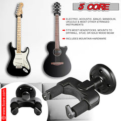 5Core Guitar Wall Mount Hanger Adjustable Display Wall Hook Holder