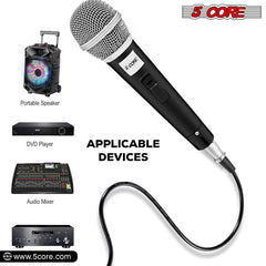 5Core XLR Microphone Dynamic Mic Karaoke Singing Studio Mics Handheld