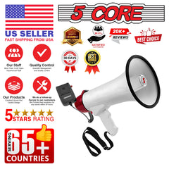 5Core Megaphone Bullhorn Speaker 40W Bull Horn Rechargeable Cheer