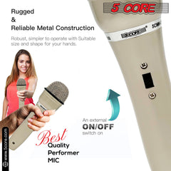 5Core XLR Microphone Dynamic Mic Karaoke Singing Studio Mics Handheld