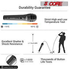 5Core XLR Microphone Dynamic Mic Karaoke Singing Studio Mics Handheld