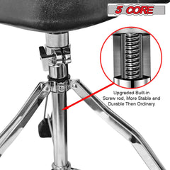 5Core Drum Throne Padded Guitar Stool Backrest Drummer Seat for Adults