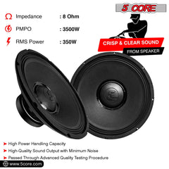 5Core 15 Inch Subwoofer Speaker 3500W Peak 8Ohm PA Replacemen DJ Sub