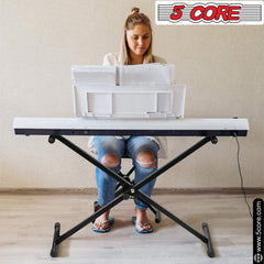 5Core Keyboard Stand Single X Style Adjustable Lift Piano Riser For 49