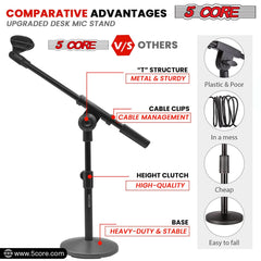 5Core Round Base Desktop Mic Stand Universal Desk Microphone Holder