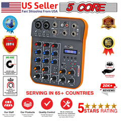 5 Core Audio Mixer 4 Channel DJ Equipment with Bluetooth USB Sound