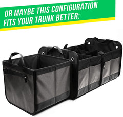 3 Compartment Separable Collapsible Car Trunk Storage Organizer