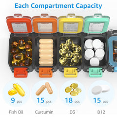 Weekly Medicine Pill Organizer Waterproof 7 Day Large Pill Box