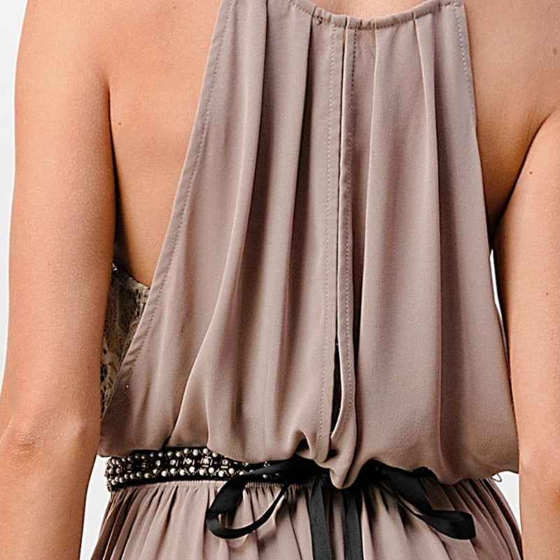 Women Sleeveless Maxi Dress Elastic Waist Elegant Flowing Style