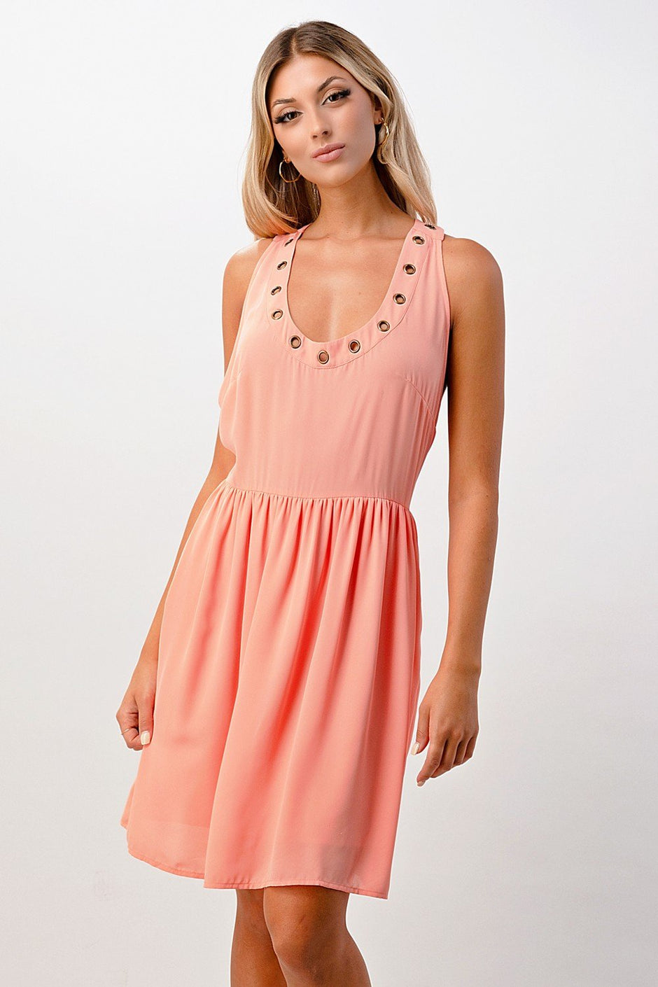 Grommet Detail A-Line Dress
