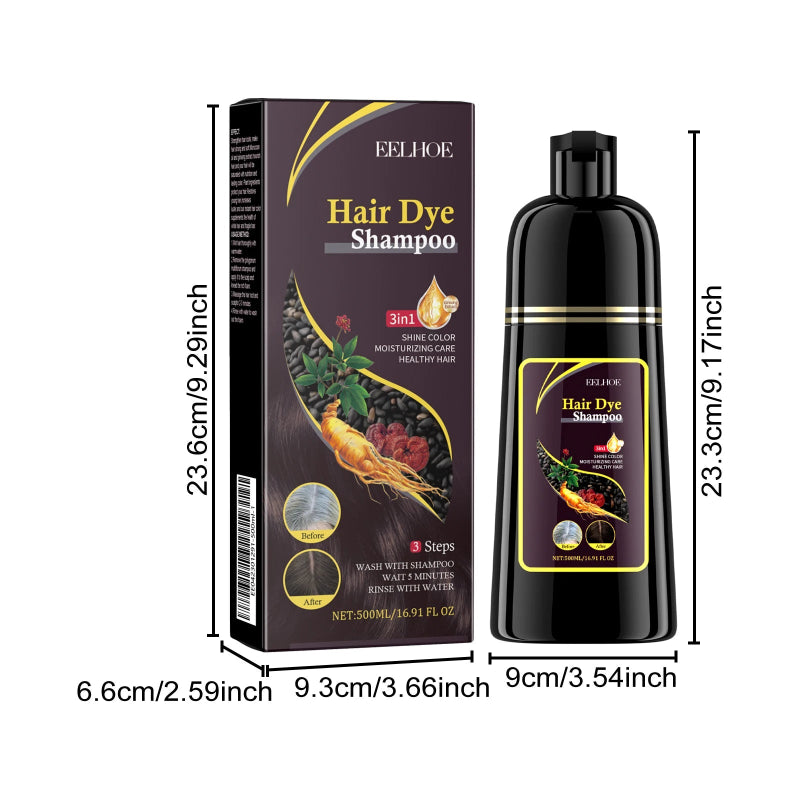 EELHOE Black Hair Dye Shampoo - 500ml