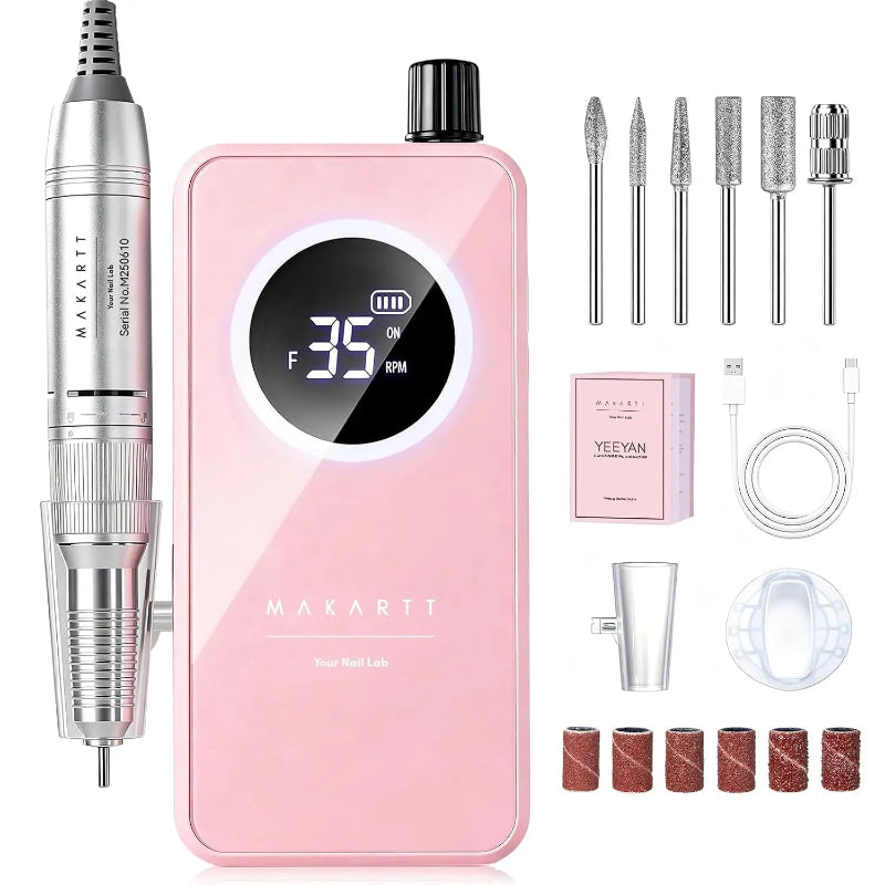 Makartt YEEYAN Cordless Nail Drill Machine with LCD Display, Low Vibration Electric Nail File for Gel Removal & Home Nail Care