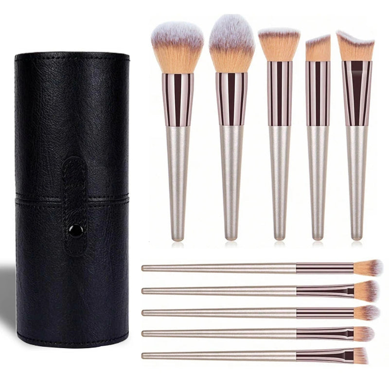 10-Piece Makeup Brush Set with Rose Gold Handles