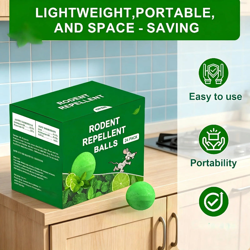 24 PCS Natural Rodent Repellent Balls – Pest Deterrent for Mice, Rats, Squirrels, Spiders & Cockroaches