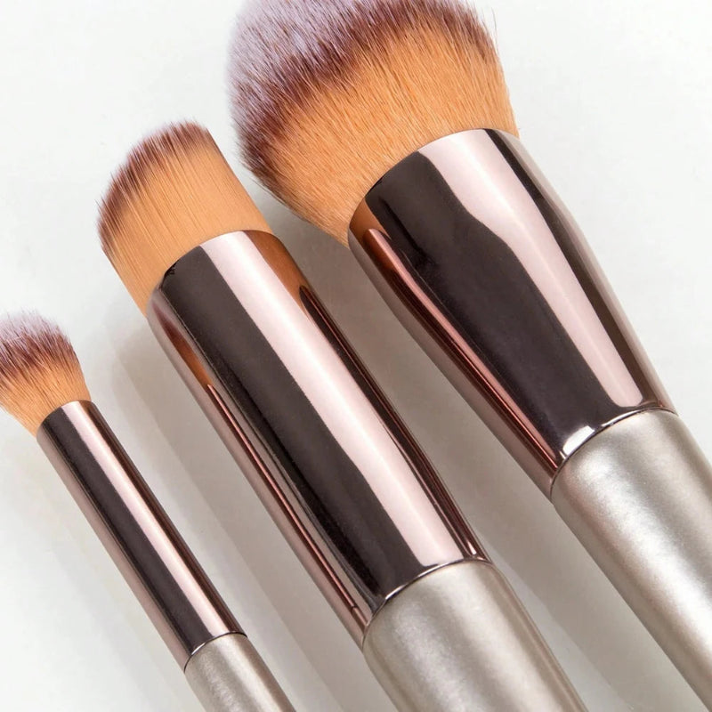 10-Piece Makeup Brush Set with Rose Gold Handles