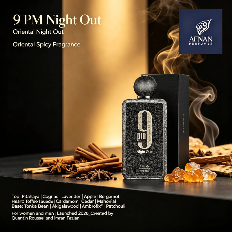 Afnan 9 PM Elixir Unisex Eau de Parfum 100ml – Warm Spicy Vanilla Woody Leather Night Fragrance