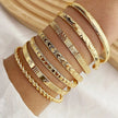 Gold-Tone Engraved Bangle Bracelet Set – Multi-Design Cuff Stack