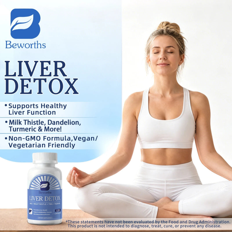 Beworths Liver Detox Pills with NAC, Milk Thistle, TMG & Taurine – Non-GMO Vegan Formula