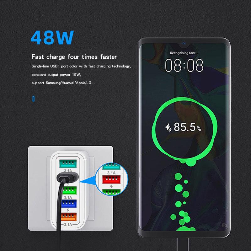 PBG 48W Quick Charge Multi Port USB Charger Fast Charging Adapter