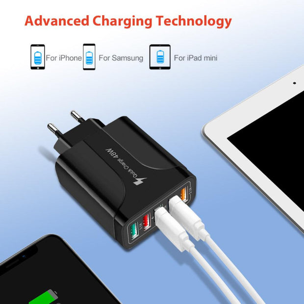 PBG 48W Quick Charge Multi Port USB Charger Fast Charging Adapter