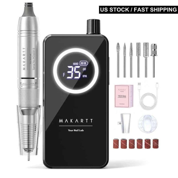 Makartt YEEYAN Cordless Nail Drill Machine with LCD Display, Low Vibration Electric Nail File for Gel Removal & Home Nail Care