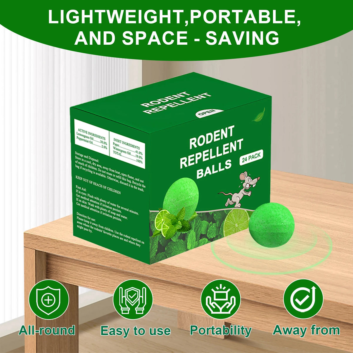 48 PCS Natural Peppermint Oil Rat Repellent Balls for Mice Rats Squirrels Pest Control