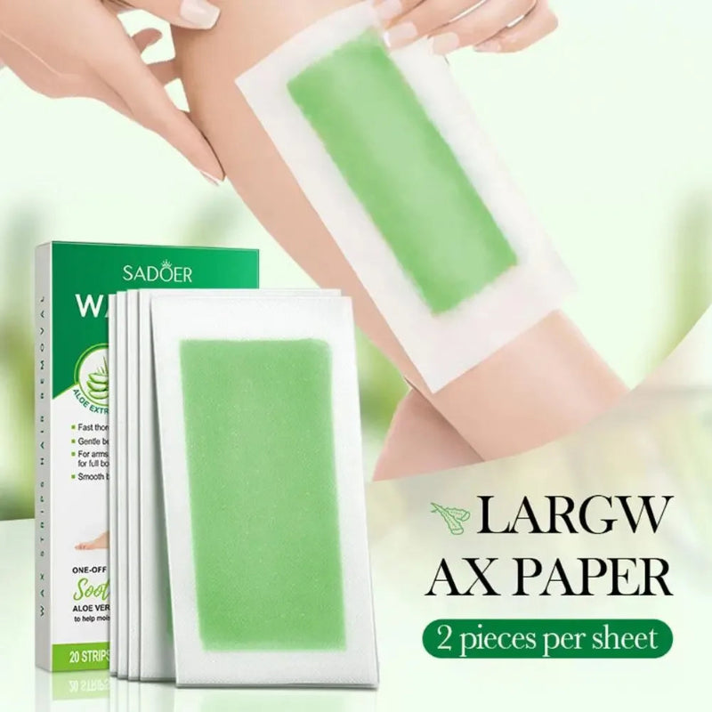 SADOER Wax Strips with Aloe Extract - 20 Sheets