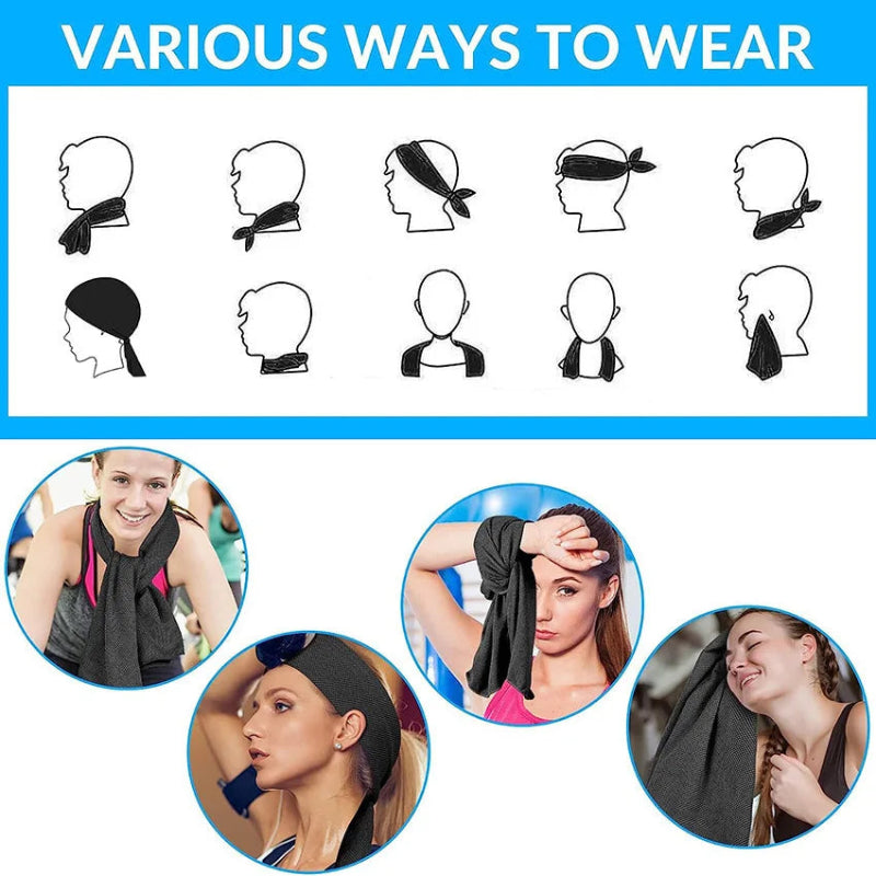 Cooling Hoodie Towel UPF50+ Sun Protection – Quick Drying Cooling Head & Neck Wrap for Sports, Gym & Outdoor Activities