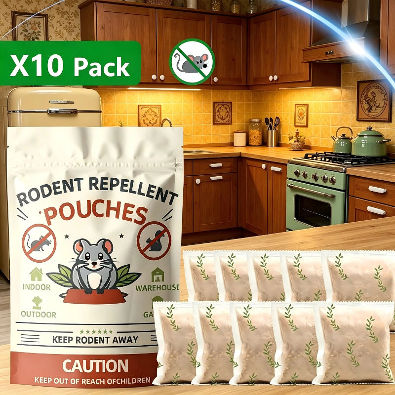 10 Pack Peppermint Rodent Repellent Pouches – Natural Mouse & Rat Deterrent for Home, Car, Garage & Outdoor Use