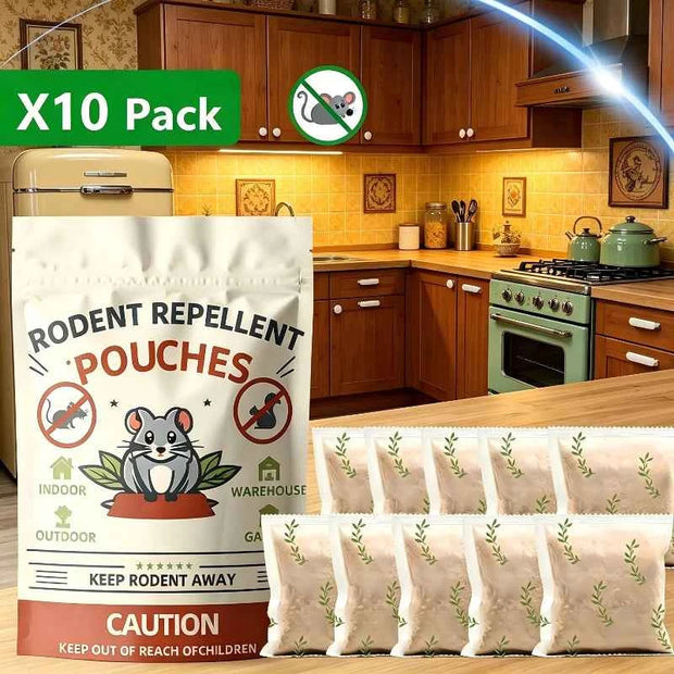 10 Pack Peppermint Rodent Repellent Pouches – Natural Mouse & Rat Deterrent for Home, Car, Garage & Outdoor Use